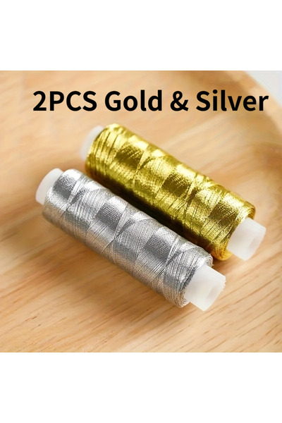 Choice 2PCS Mixed Color 2pcs/Deluxe Golden, Silvery, Thread - 182.88 meter, B...