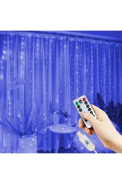 Choice 6x3M 600LEDs Blue 3/6M USB LED Curtain 8Modes Remote Control Lights Ho...