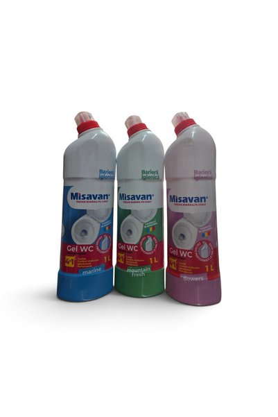 Misavan 3 pachete de gel de toaletă 4 în 1, Marine, Mountain Fresh și Flori, 3 L