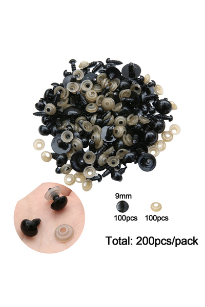 Choice 9mm 200pcs 12-460pcs 5-30mm Black Plastic Safety Eyes Multi-Size Suita...