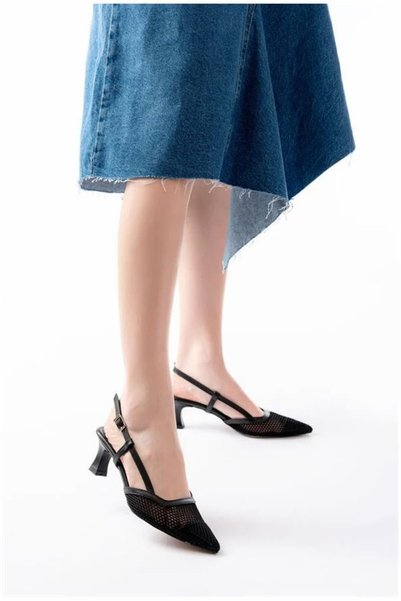 Şeker Portakalım Women's Lightweight Open-Back Mesh Comfortable Heeled Shoes