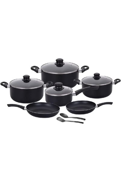 Generic 12-Piece Durable Non-Stick Aluminium Cookware Set Black HS-6012-B