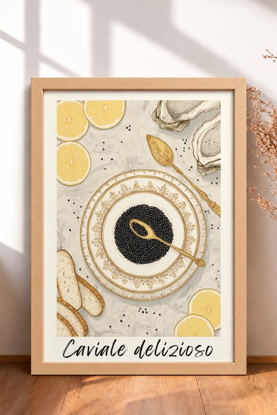 HOMEPACK Caviale Delizioso Farfurie cu caviar Tablou înrămat Italia Poster Li...