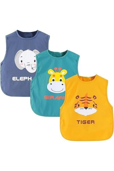 Generic 3 Pack Baby Bibs with Crumb Catcher Pocket