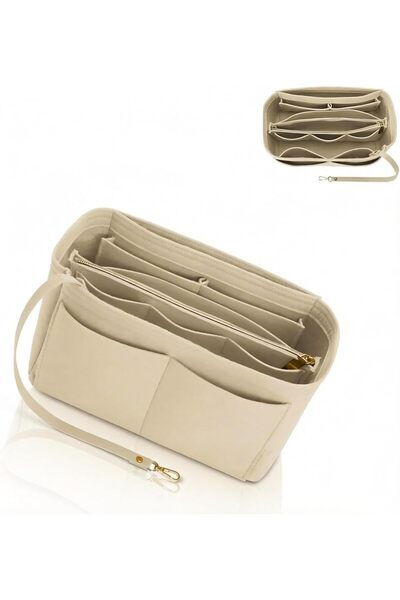 Generic Soft Felt Purse Organizer Insert - Beige Handbag Shaper for Totes & C...
