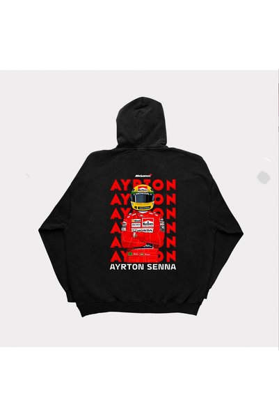 PANDORICA Ayrton Senna Red Repeat Printed Unisex Hooded Sweatshirt