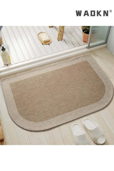 Generic Brand WAOKN Half Circle Bath Mat, Non Slip Bath Mat, Thin Bathroom Ru...