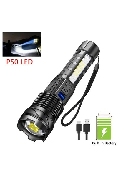 Choice 1PC S140-C 1600000 LM Super Bright Flashlight USB Rechargeable LED Lon...