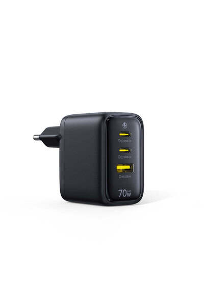 Baseus Încărcător GaN6 EnerFill FE22, 70W, 1x USB-A, 2x USB-C, Negru