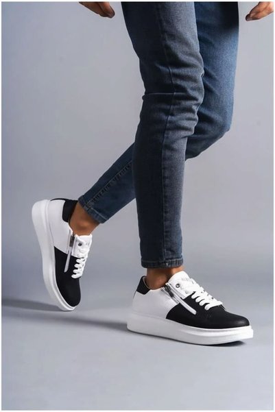 Şeker Portakalım Men's Casual Leather Zippered Lace-Up Sports Shoes