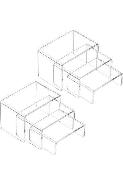 Generic Acrylic Display Risers Stand 2 Sets,3 Steps Clear Riser Shelf Showcas...