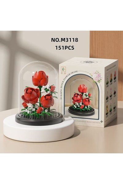 Choice M3118 9 أنواع من ألعاب مكعبات بناء الزهور مع أغطية واقية من الغبار، را...