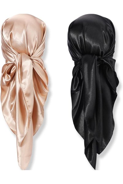 Generic Satin Head Scarves, 35 Inch Silk Head Scarf, 2 Pcs Large Square Neck ...