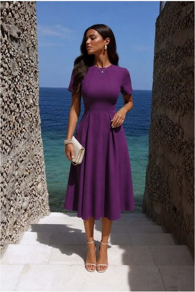 Şeker Portakalım Formal Evening Dress with Sleeves and Collar Short Dress