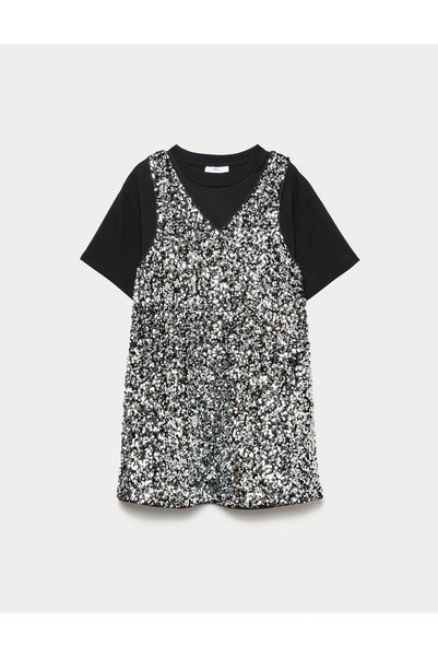 Marks & Spencer Payetli Elbise ve T-shirt Takımı