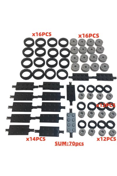 Choice 70PCS Wheel Set 70PCS Building Blocks Wheel Tire MOC Bricks Car Track ...