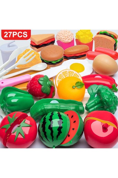 Choice 27Pcs Cutting Play Food Toy Set Kitchen Pretend Play Fruit Vegetable T...