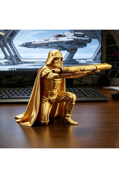Choice Gold Creative Black Warrior Pen Holder Kneeling Commander Pencil Stand...