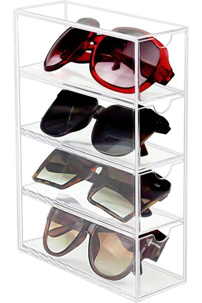 Generic Sunglasses Organizer, 4 Drawers Acrylic Eyeglass Case Clear Eyeglass ...