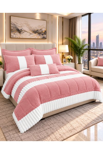 CHIRASO Rabbit Faux Fur Cocolino Bedding Set, Comforter 200x230, Fitted Sheet...