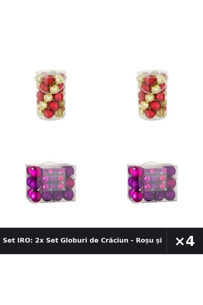 IRO Set IRO: 2x Set Globuri de Crăciun - Roșu și Auriu Mat + Set Globuri de C...