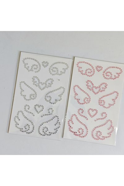 Choice 2 Pieces 2 Sheets of Angel Wings Diamond Stickers, Pink and Silver, Su...