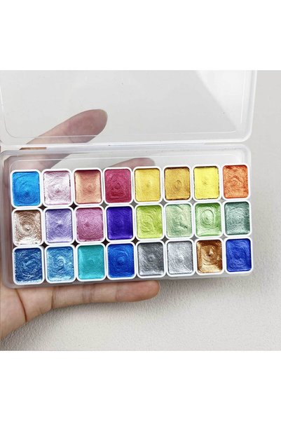Choice xh 24 Shades Metallic Pearl Watercolor Pigment Set Glitter Solid Paint...