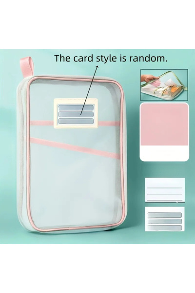 Choice Pink A4 Zipper File Bag Nylon Documents Storage Three Layers Thick Mes...