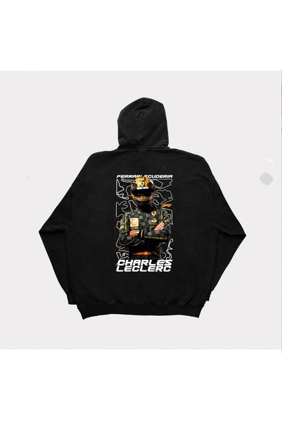 PANDORICA Hanorac unisex cu glugă Charles Leclerc cu imprimeu auriu