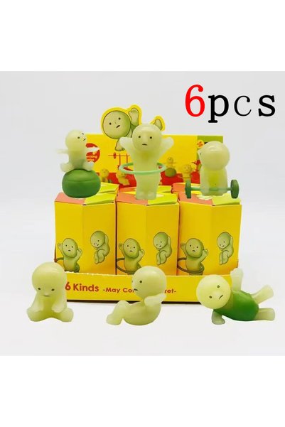 BANDAI 6 قطع عشوائية من سلسلة هدايا مفاجئة للياقة البدنية، دمى متعددة خضراء م...