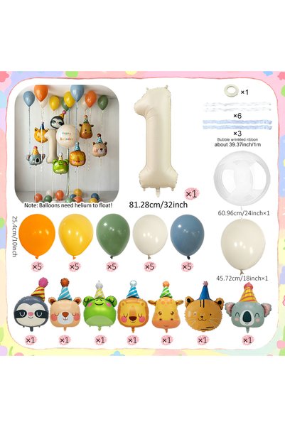Choice Other number 1 Cute Zoo Balloon Set 32 Inch Beige Number 0-9 Balloons ...