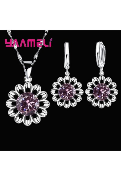Choice Pink New Fashion Wedding Jewelry Set Women Top Quality 925 Sterling Si...