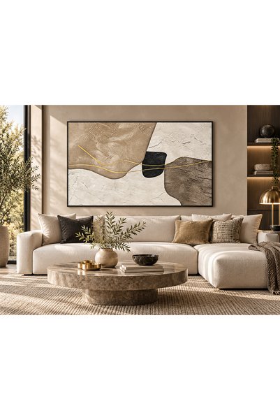 Ghaith Store لوحة كانفس تجريدية انسيابية الفخامة – لوحة جدارية مودرن فاخرة لد...