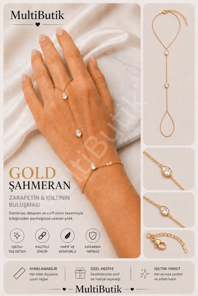 Multi JEWEL Stone-Detailed Steel Shahmeran-Gold