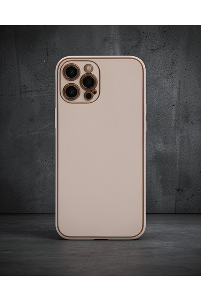 Generic Brand Apple iPhone 12 Pro Max Case Coco Leather Silicone Cover - Powder