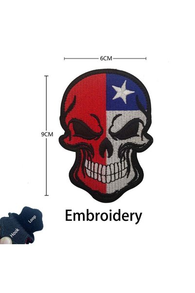 Choice 15-Skull-1PCS 1PCS,2PCS/Chile Flag Morale Emblem Fabric Applique Embro...