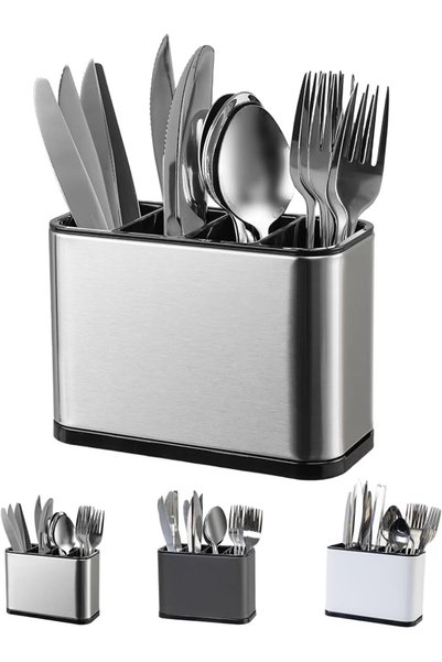 JOYZZZ Kitchen Utensil Holder, Stainless Steel Countertop Organizer with Mult...
