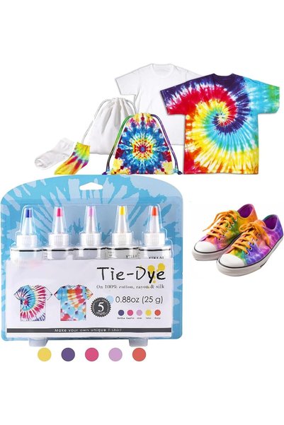 Generic 5 Colors DIY Tie Dye Kits Fabric Dye Set Fabric Paint 120ml/bottle wi...