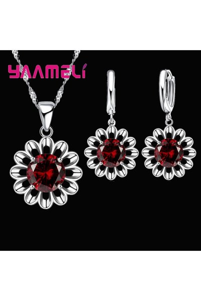 Choice Red New Fashion Wedding Jewelry Set Women Top Quality 925 Sterling Sil...