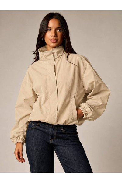 ZF BUTİK Mock Neck Oversized Women's Jacket