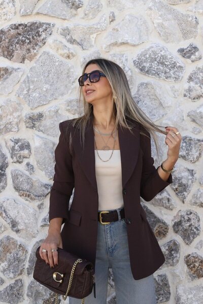bytugcekaya Acı Kahve Premium Nervür Detay Blazer