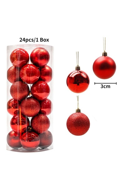 Choice 3cm 24pcs Red 24/36Pcs Merry Christmas Ball Hanging Christmas Tree Dec...