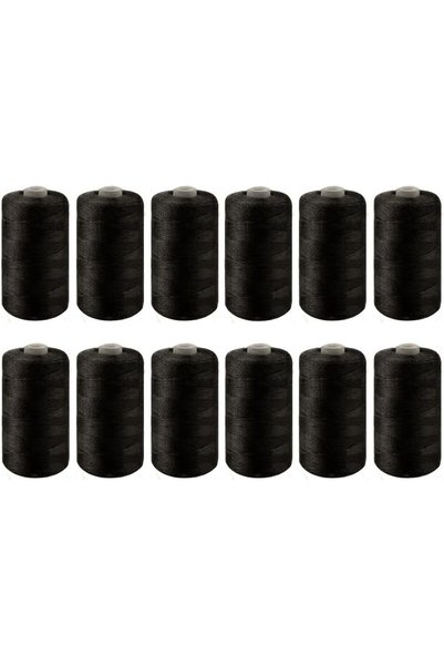 Generic Sewing Thread Set, 458M, 12 Spools, Black, Polyester