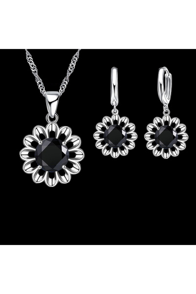 Choice Black New Fashion Wedding Jewelry Set Women Top Quality 925 Sterling S...