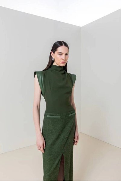 Other Green dress with leather (country of manufacture türkiye) - 38