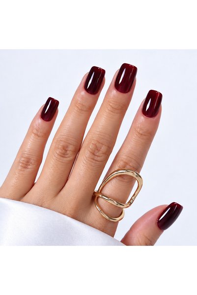 Takma Takma Bordo Işıltılı Cat Eye Kısa Balerin Soft Jel Standart Beden 30'lu...