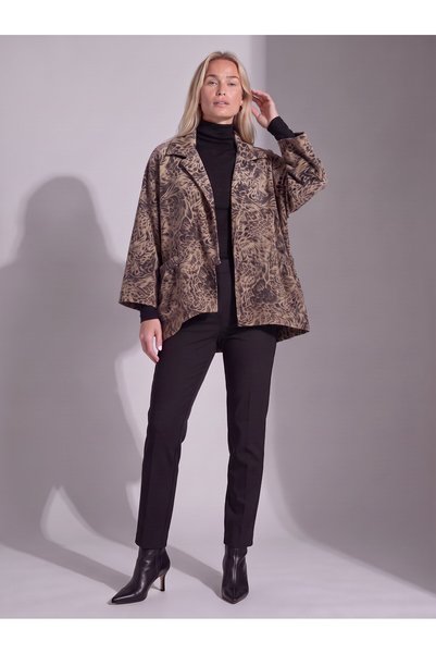 Bold & Young Women's Beige Black Patterned Single-Pocket Asymmetrical Velvet ...