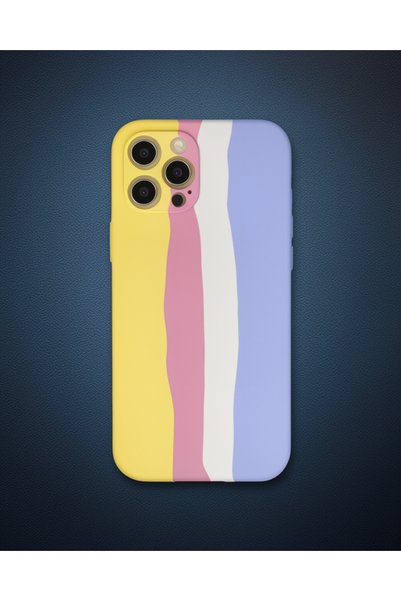 Generic Brand Apple iPhone 12 Pro Max Case Ebruli Launch Silicone - Yellow-Blue