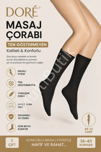 Dore Skin-Visible Massage Knee Socks-Black