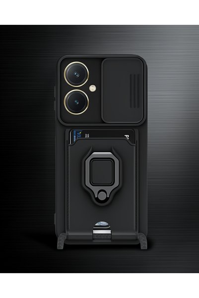 Generic Brand Vivo Y27 Case Zuma with Business Card and Ring Silicone - Black